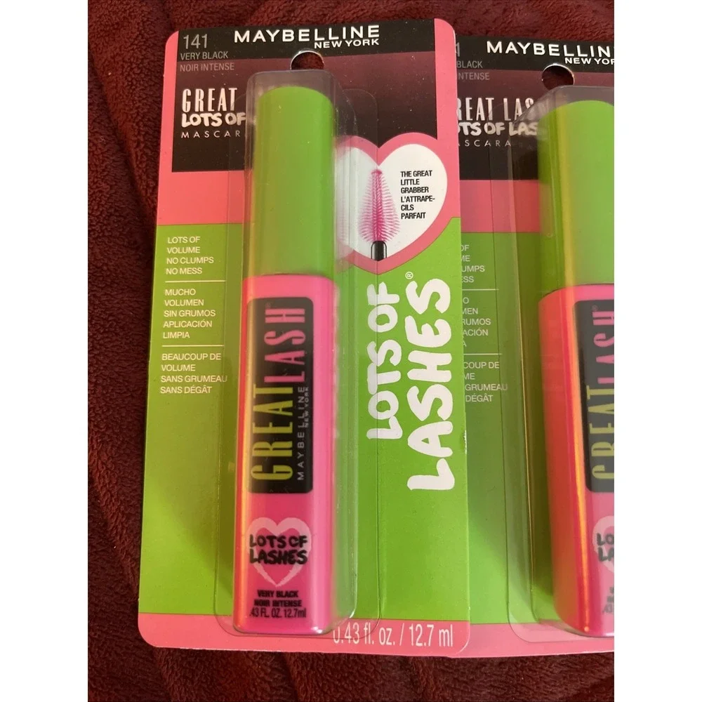 Maybelline Great Lash Lots of Lashes Washable Mascara, 141 Very Black - 3 Pack
